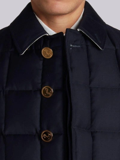 Shop Thom Browne Quilted Down Super 130s Overcoat In Blue