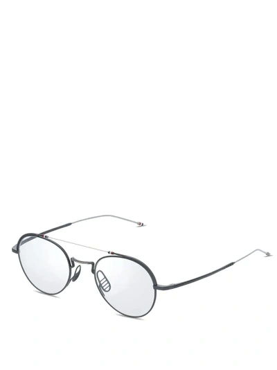Shop Thom Browne Tb912 - Silver And Black Iron Glasses