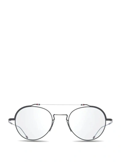 Shop Thom Browne Tb912 - Silver And Black Iron Glasses