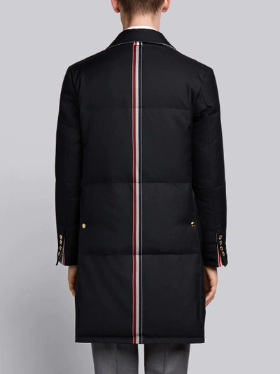Shop Thom Browne Center-back Engineered Stripe Down-filled Classic Chesterfield Overcoat In Blue