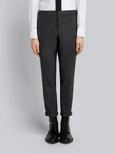 Shop Thom Browne Bicolor Unconstructed Skinny Wool Trouser In Grey
