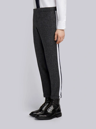 Shop Thom Browne Bicolor Unconstructed Skinny Wool Trouser In Grey