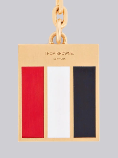 Shop Thom Browne Grosgrain Brass Keyring In Metallic