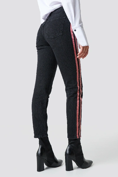 Shop Na-kd Highwaist Double Stripe Jeans Black