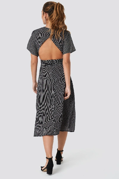 Shop Glamorous V-neck Midi Dress Black In Black/white Stripe
