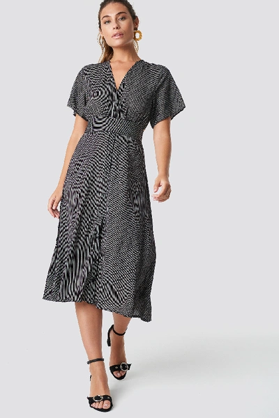 Shop Glamorous V-neck Midi Dress Black In Black/white Stripe