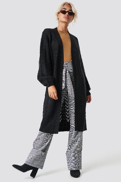 NA-KD LONG KNITTED CARDIGAN - BLACK 