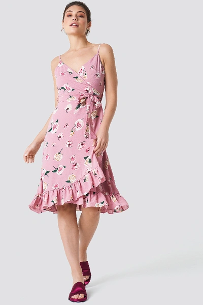 Shop Trendyol Frill Flower Midi Dress - Multicolor