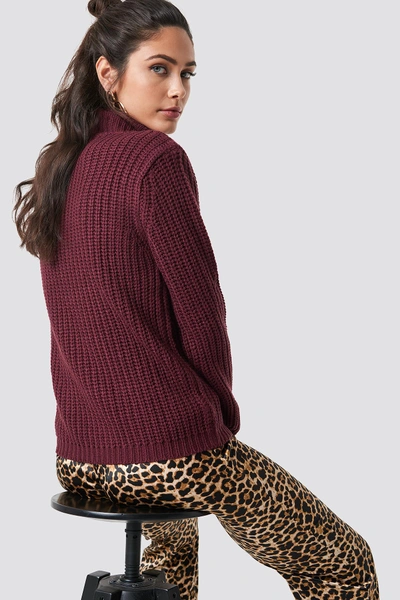 Shop Rut & Circle Tinelle Rollneck Knit Red In Wine Red