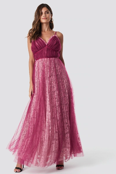 Shop True Decadence Pleated Maxi Dress - Pink, Multicolor In Pink,multicolor