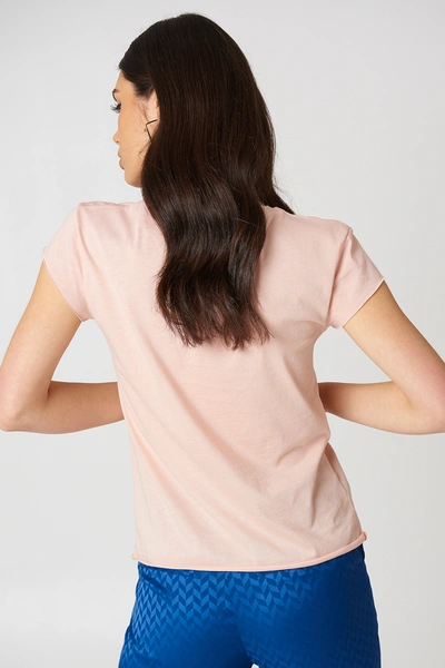 Shop Na-kd Raw Edge Tee - Pink In Dusty Light Pink