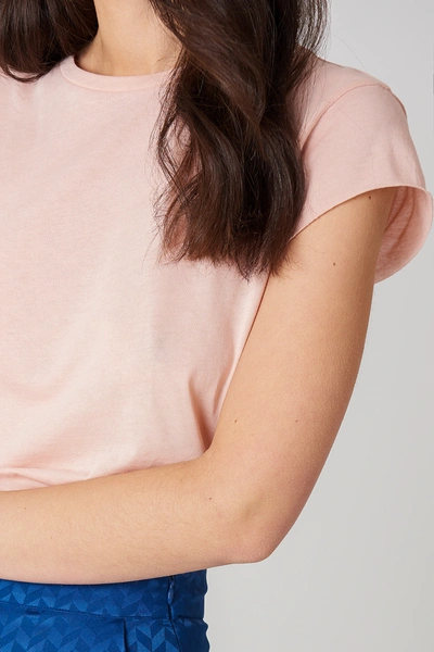 Shop Na-kd Raw Edge Tee - Pink In Dusty Light Pink