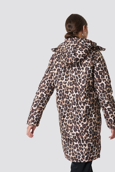 Shop Na-kd Long Leo Printed Padded Jacket Multicolor In Leoprint