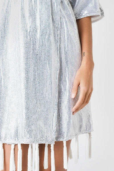 Shop Na-kd Fringe Detail Sequin Dress - Silver