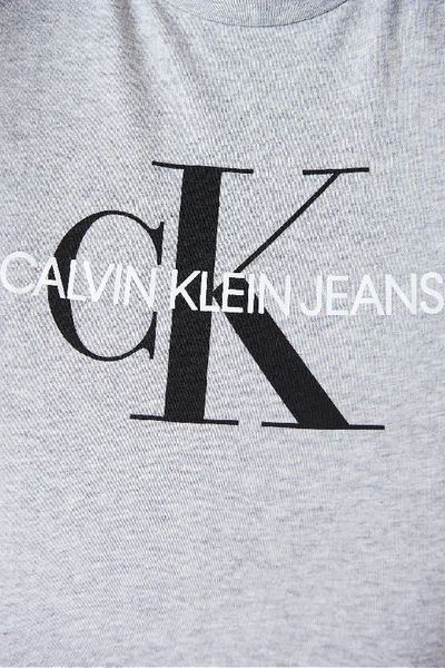 Shop Calvin Klein Core Monogram Logo Tee Grey In Light Grey Heather