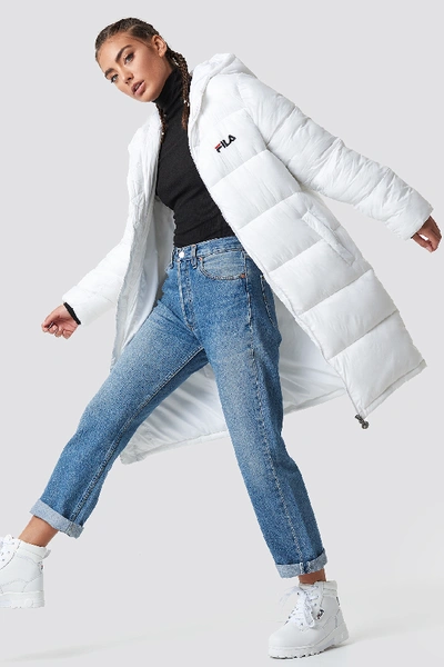 Fila Zia Long Puff Jacket - White | ModeSens