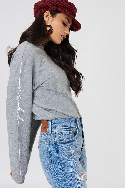 Shop Na-kd Branded Sweatshirt Grey In Grey Melange