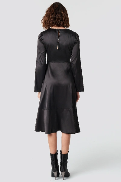 Shop Emilie Briting X Na-kd Long Sleeve Satin Dress Black
