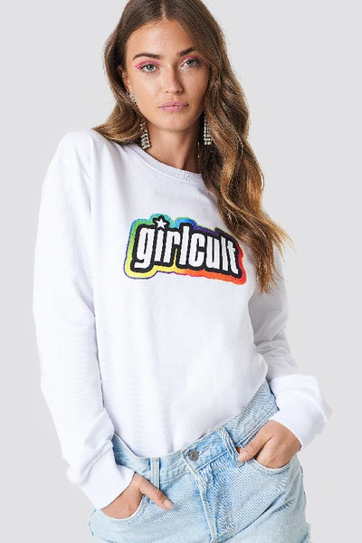 Shop Galore X Na-kd Girl Cult Sweatshirt - White In Virgin