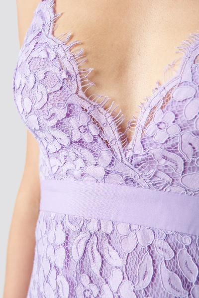 Shop Na-kd Asymmetric Mini Lace Dress - Purple In Lilac