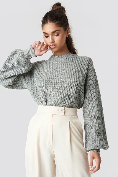 Shop Na-kd Dropped Shoulder Knitted Sweater - Grey