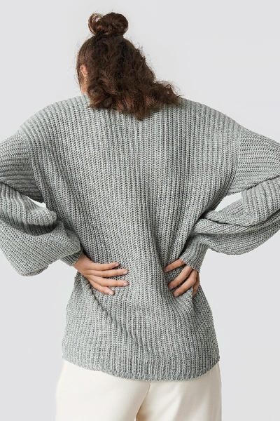 Shop Na-kd Dropped Shoulder Knitted Sweater - Grey