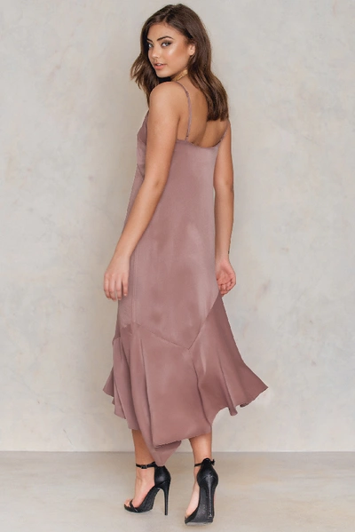 Shop Tranloev Deep V Asymmetric Cut Dress Pink In Dusty Dark Pink