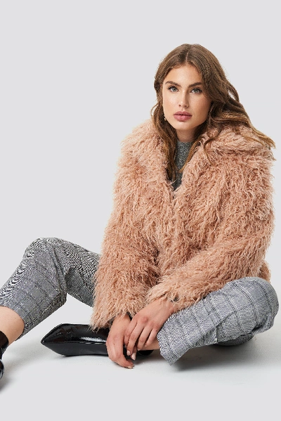 Shop Na-kd Faux Fur Short Jacket Pink