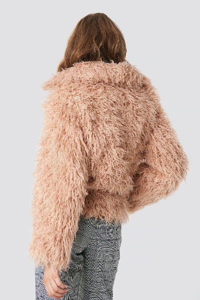 Shop Na-kd Faux Fur Short Jacket Pink
