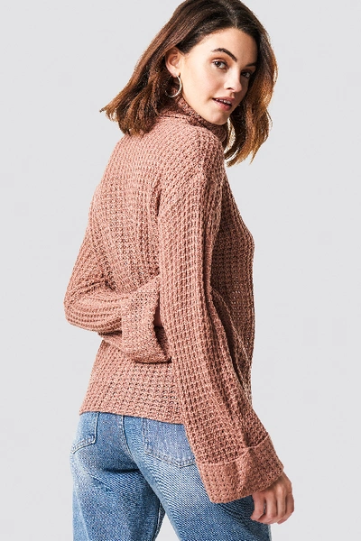 Shop Na-kd Short Pineapple Knitted Sweater - Pink In Dusty Pink