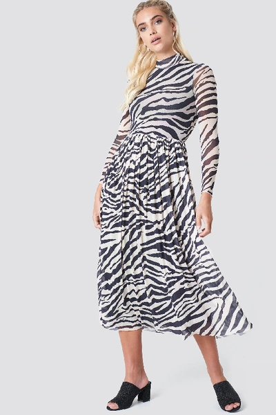 Shop Na-kd Mesh Ls Midi Dress - Multicolor In Zebra