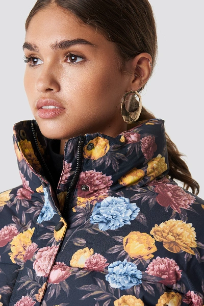 Shop Na-kd Short Padded Jacket Multicolor In Autumn Flowers