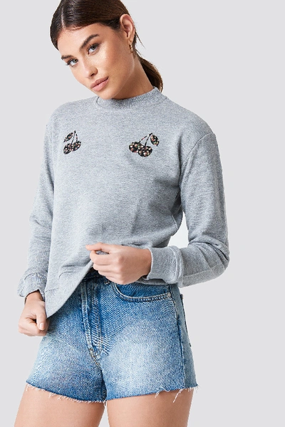 Shop Na-kd Cherry Sweatshirt - Grey