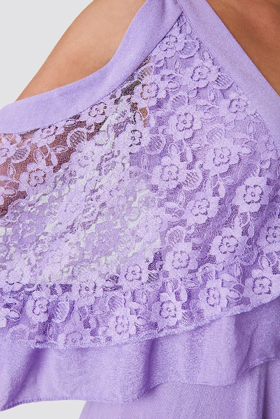 Shop Trendyol Lace Detailed Mini Dress - Purple In Lila
