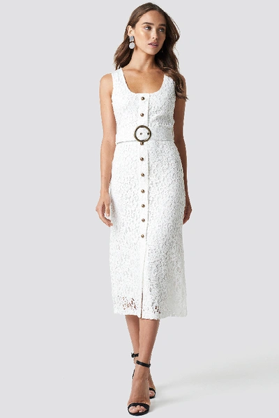 Shop Trendyol Front Button Detailed Midi Dress - White