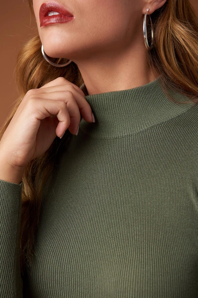 Shop Na-kd Ribbed Polo Knitted Sweater Green In Khaki Green