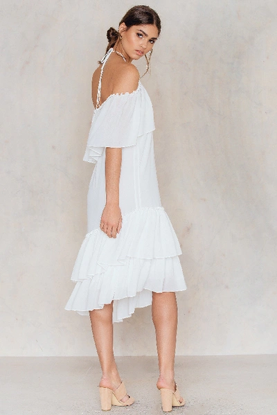 Shop Tranloev Asymmetric Frill Dress - White