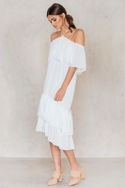 Shop Tranloev Asymmetric Frill Dress - White
