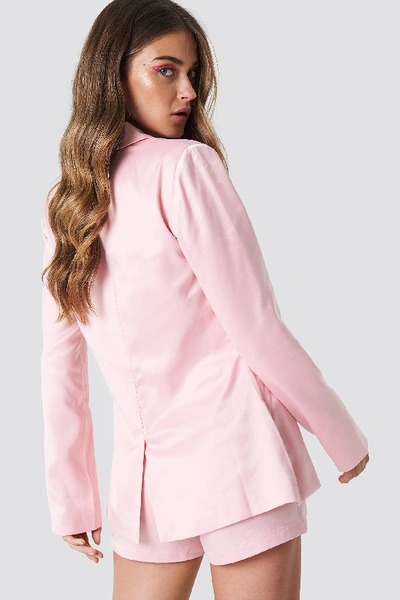 Shop Galore X Na-kd Shiny Shoulder Padded Blazer Pink In Unicorn