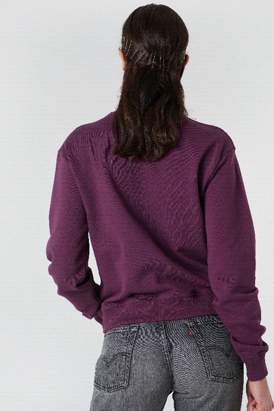 Shop Na-kd Logo Sweater Purple In Bordeaux