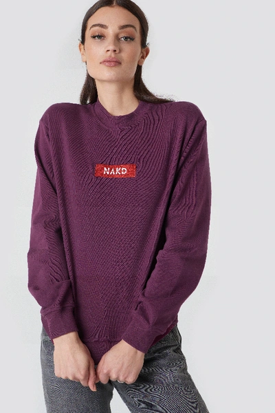 Shop Na-kd Logo Sweater Purple In Bordeaux