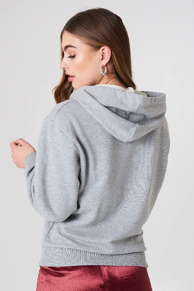 Shop Na-kd Logo Hoodie Grey In Grey Melange