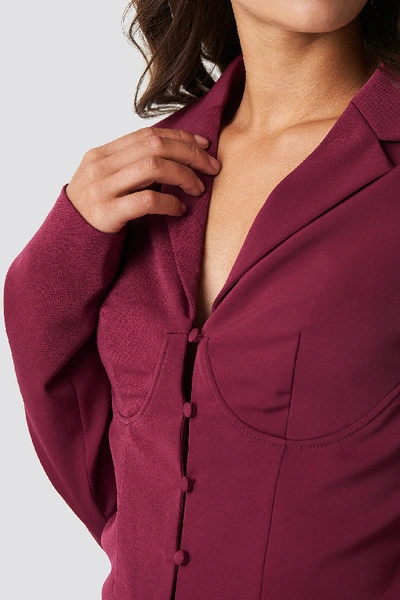 Shop Na-kd Boning Detail Blazer - Red In Burgundy