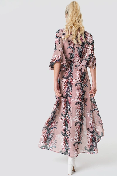 Shop Glamorous Wrap Maxi Print Dress - Pink,multicolor