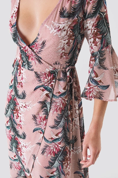 Shop Glamorous Wrap Maxi Print Dress - Pink,multicolor