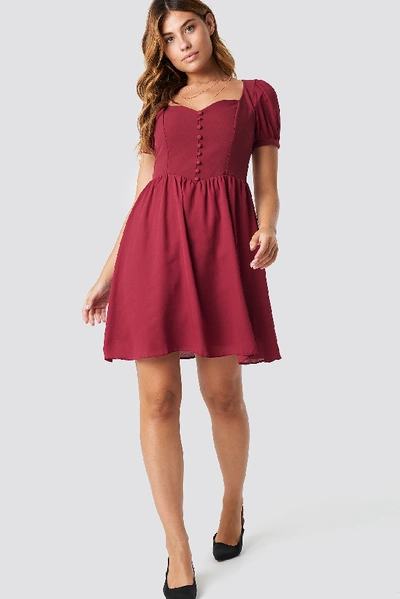 Shop Trendyol Button Detailed Mini Dress - Red In Burgundy