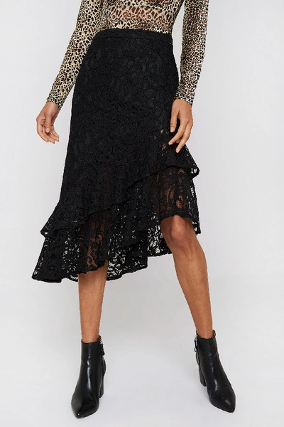 Shop Na-kd Lace Frill Midi Skirt Black