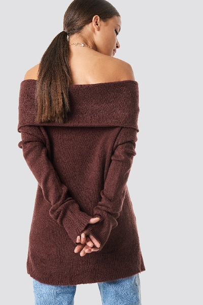 Shop Na-kd Offshoulder Folded Wide Sweater Burgundy