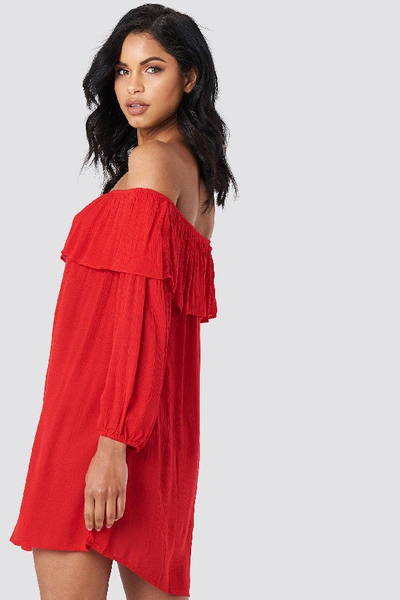 Shop Glamorous Off Shoulder Midi Dress - Red