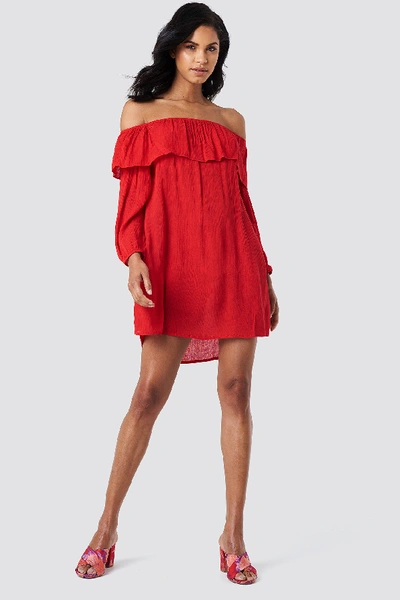 Shop Glamorous Off Shoulder Midi Dress - Red